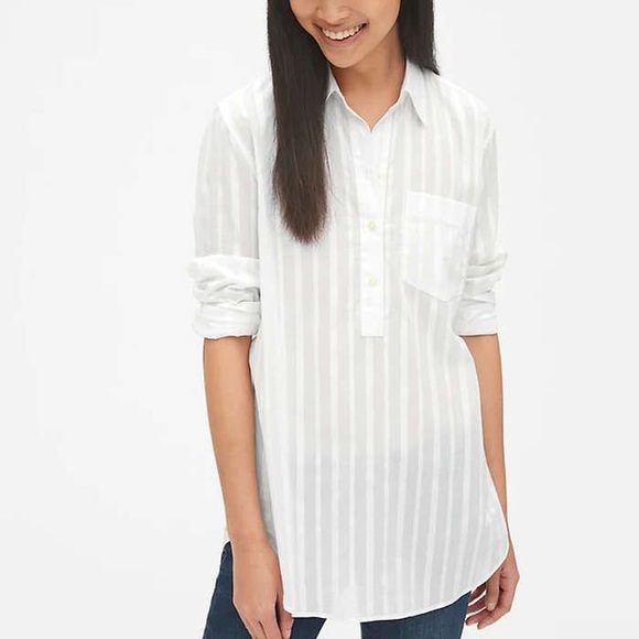 NWT GAP 100% Cotton Boyfriend Fit Popover Shirt - Picture 14 of 14